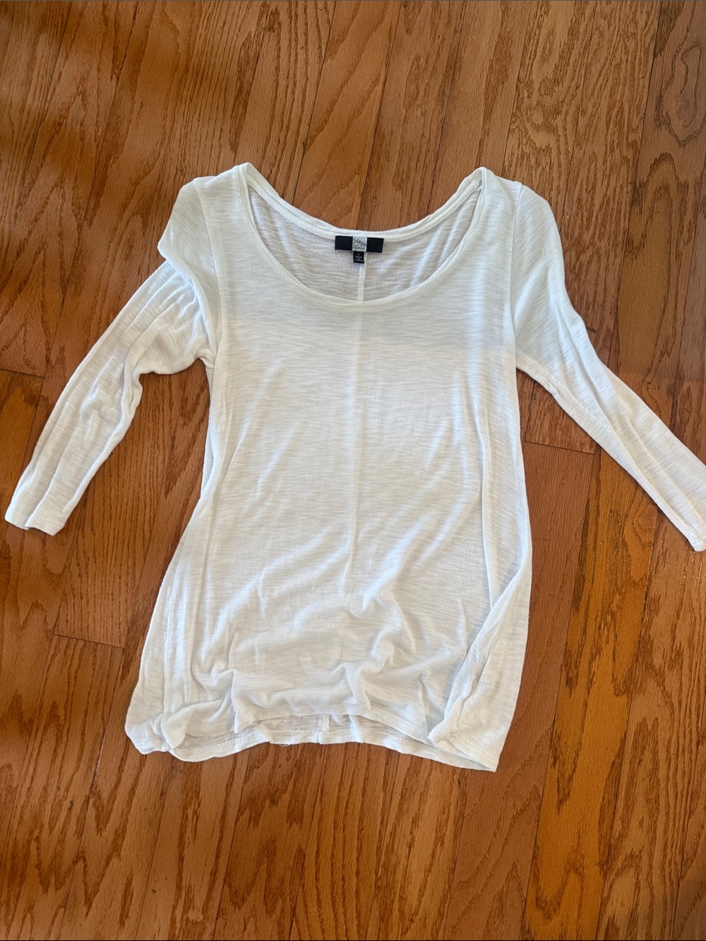 Saks Fifth Avenue White Scoop Neck Long Sleeve Top